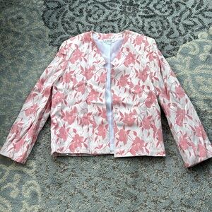 Vintage Wilroy Sports Floral Jacquard Blazer White Coral 14